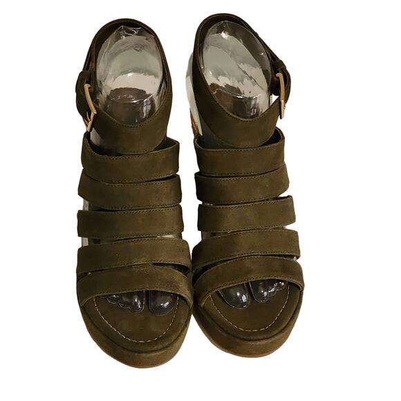 Tory Burch Bailey Suede Espadrille Platform Sandal Olive Green Size 7.5 - Picture 3 of 11